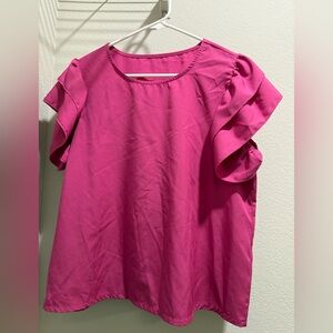 Elegant Pink Ruffle Sleeve Top